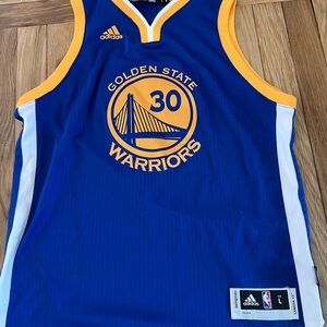 Adidas Golden State Warriors #30 Blue and Yellow Jersey